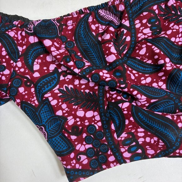 Öfuurë African Print Floral Smocked Puff Sleeve Crop Top Size S/M - Picture 3 of 6